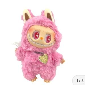 Pink Furry Monster Toy with Wings labubu